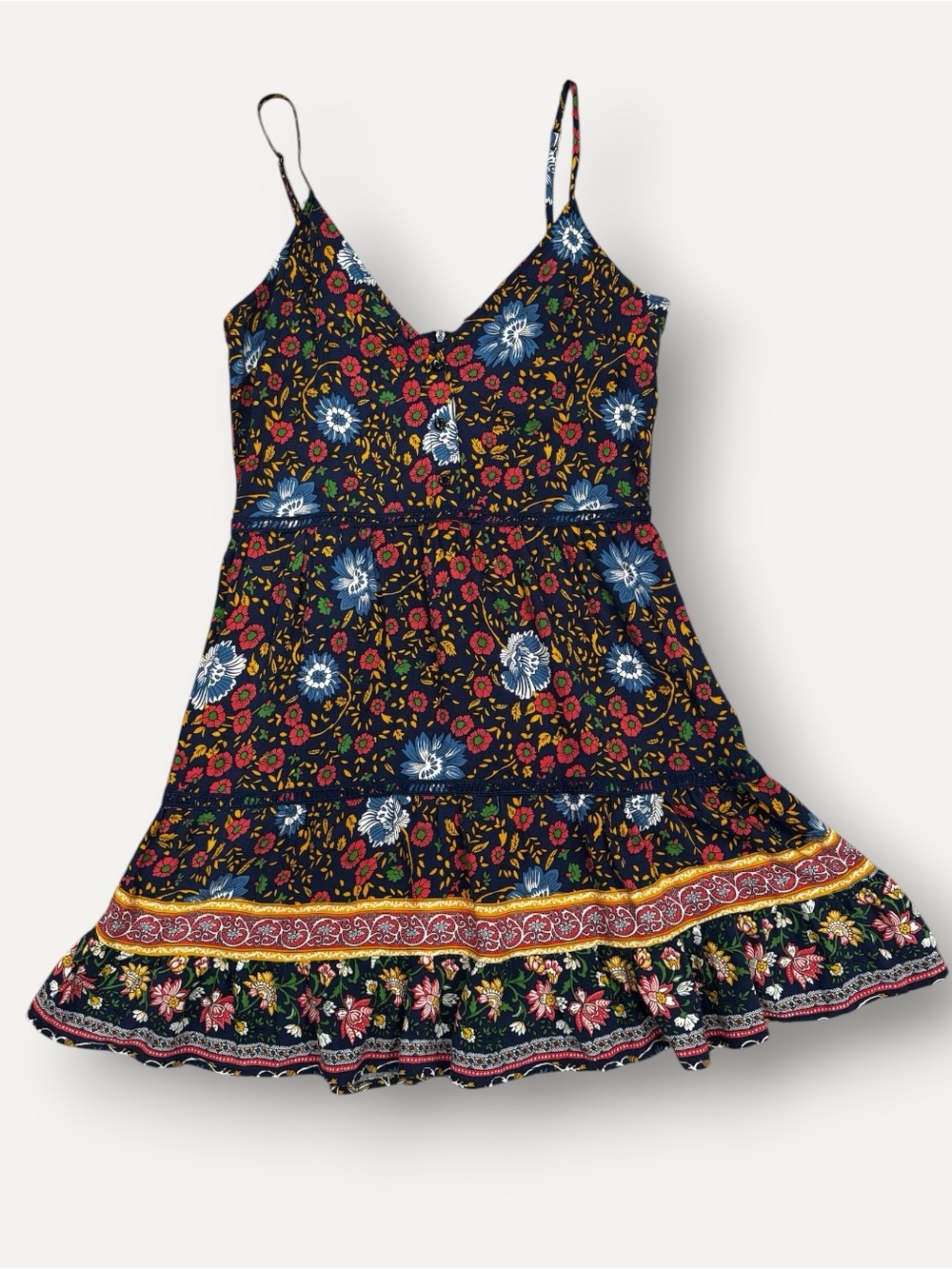 Parisian Works Blue and Yellow Floral Dress